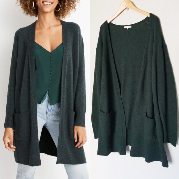 Madewell Kent Cardigan Sweater Coziest Yarn Wool Alpaca Blend Forest Green XL - Picture 3 of 15